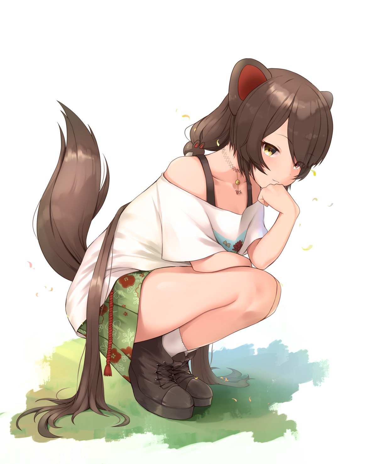 animal_ears, heterochromia, hinataa, inui_toko, inumimi, nijisanji, skirt_lift, tail