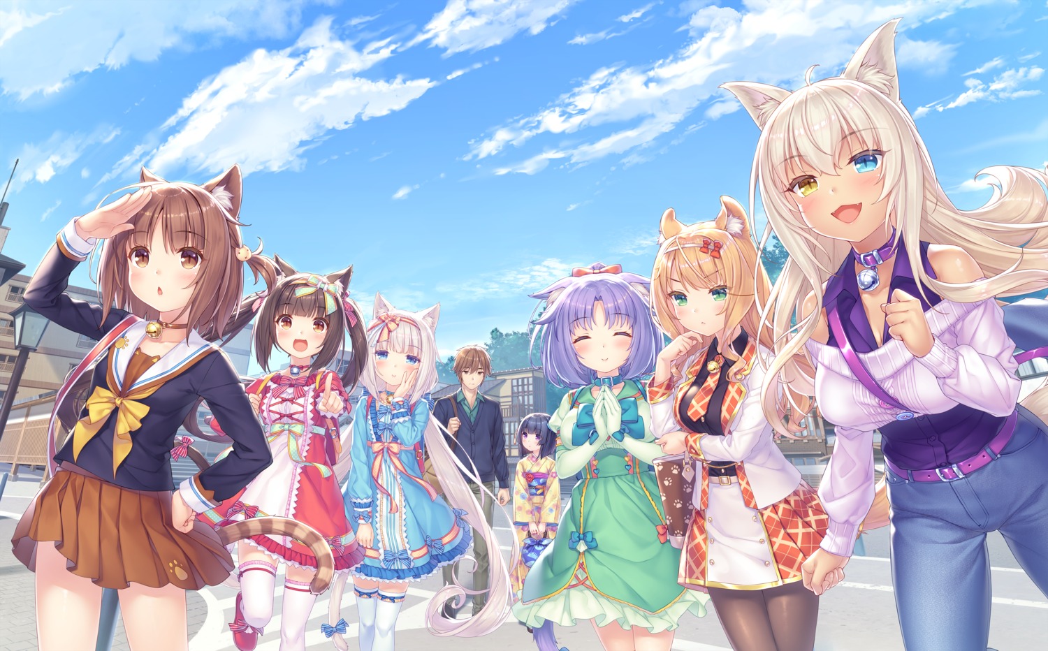 animal_ears, azuki, chocola, cinnamon_(nekopara), coconut, game_cg, heterochromia, maple_(nekopara)
