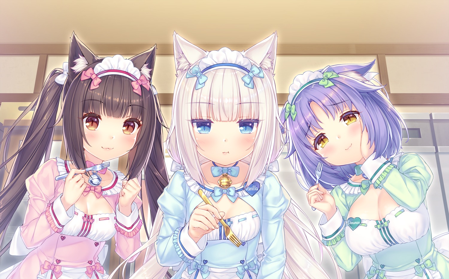 animal_ears, chocola, cinnamon_(nekopara), cleavage, game_cg, neko_works, nekomimi, nekopara