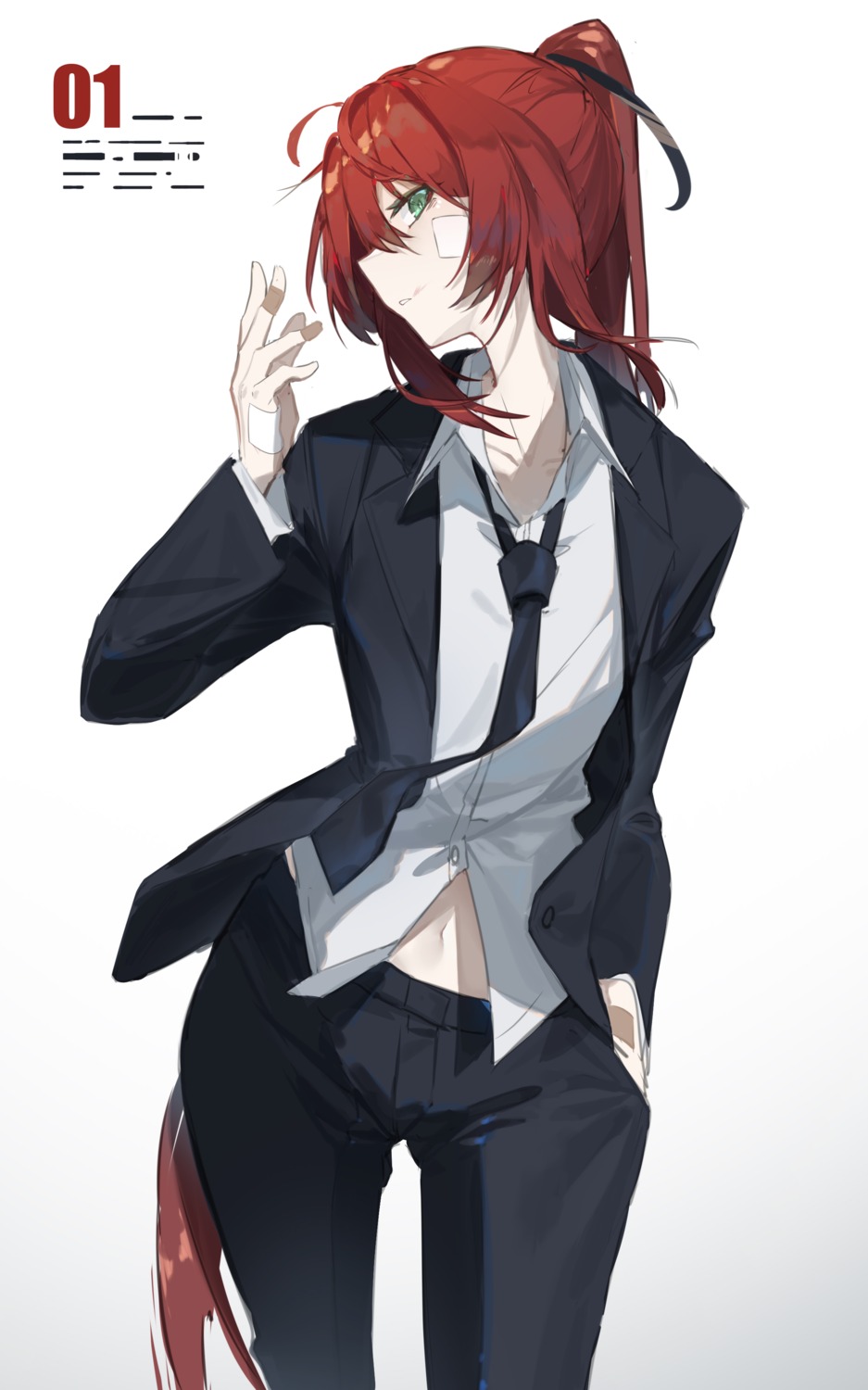 bandaid, business_suit, chucolala, crossdress, hiseki_erio, hiseki_erio_channel, qtian