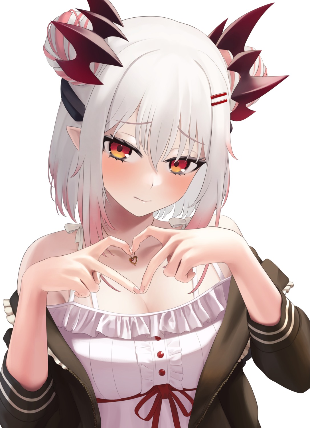 cleavage, honey_strap, nanashi_inc., pointy_ears, suou_patra, yatarime