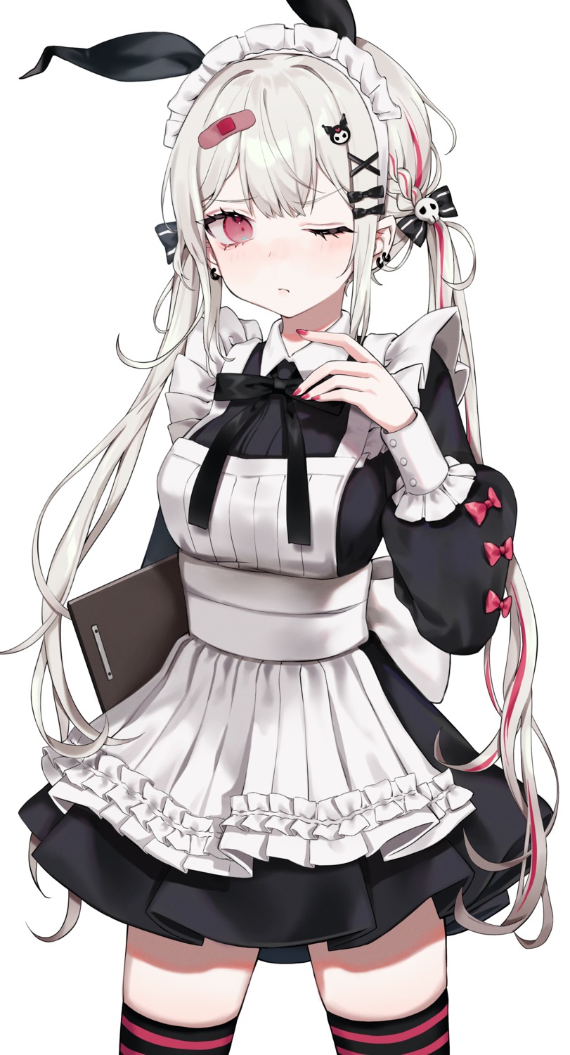 animal_ears, bandaid, bizet, bunny_ears, maid, thighhighs
