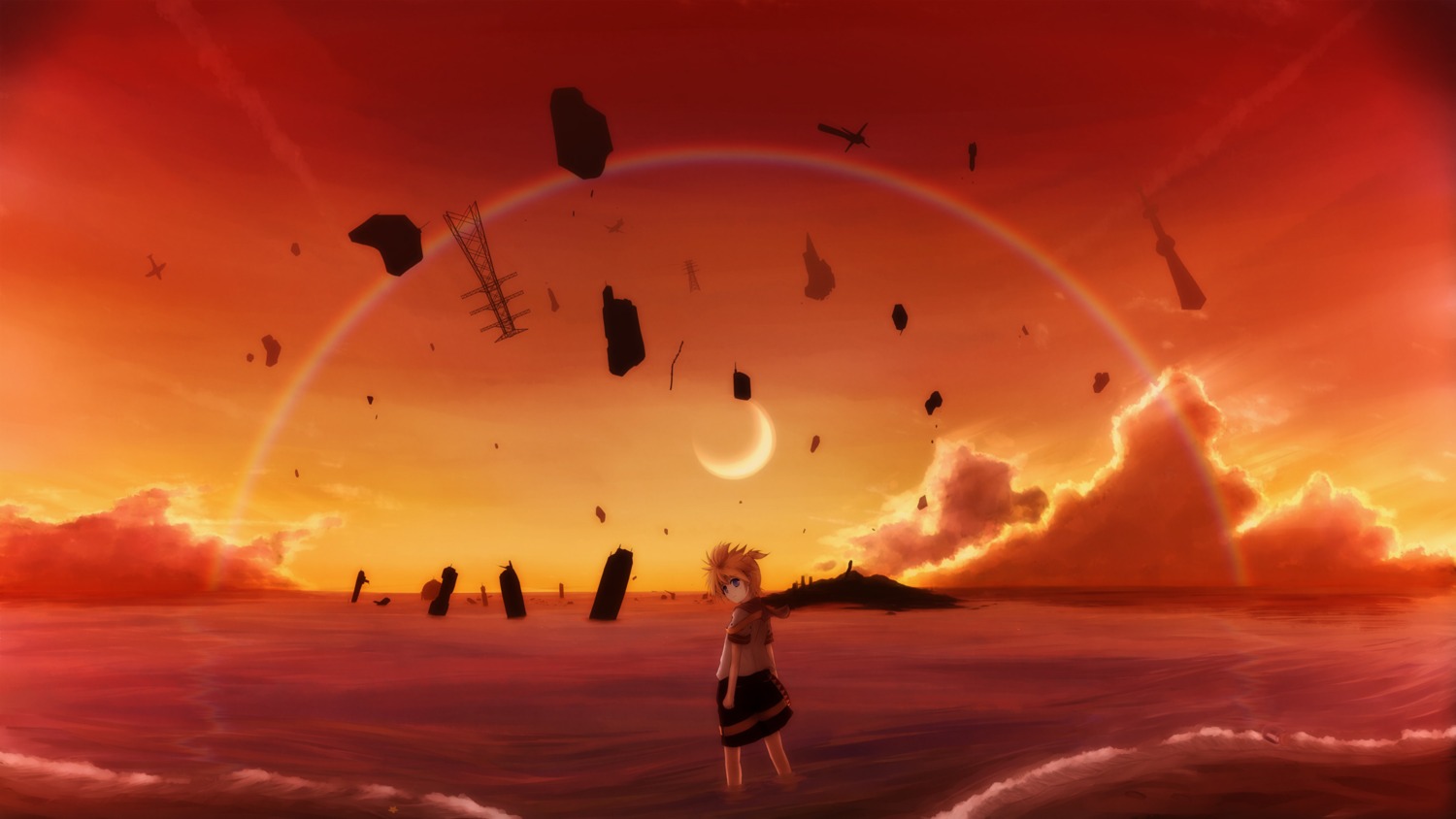 hirobakar, kagamine_len, landscape, male, vocaloid