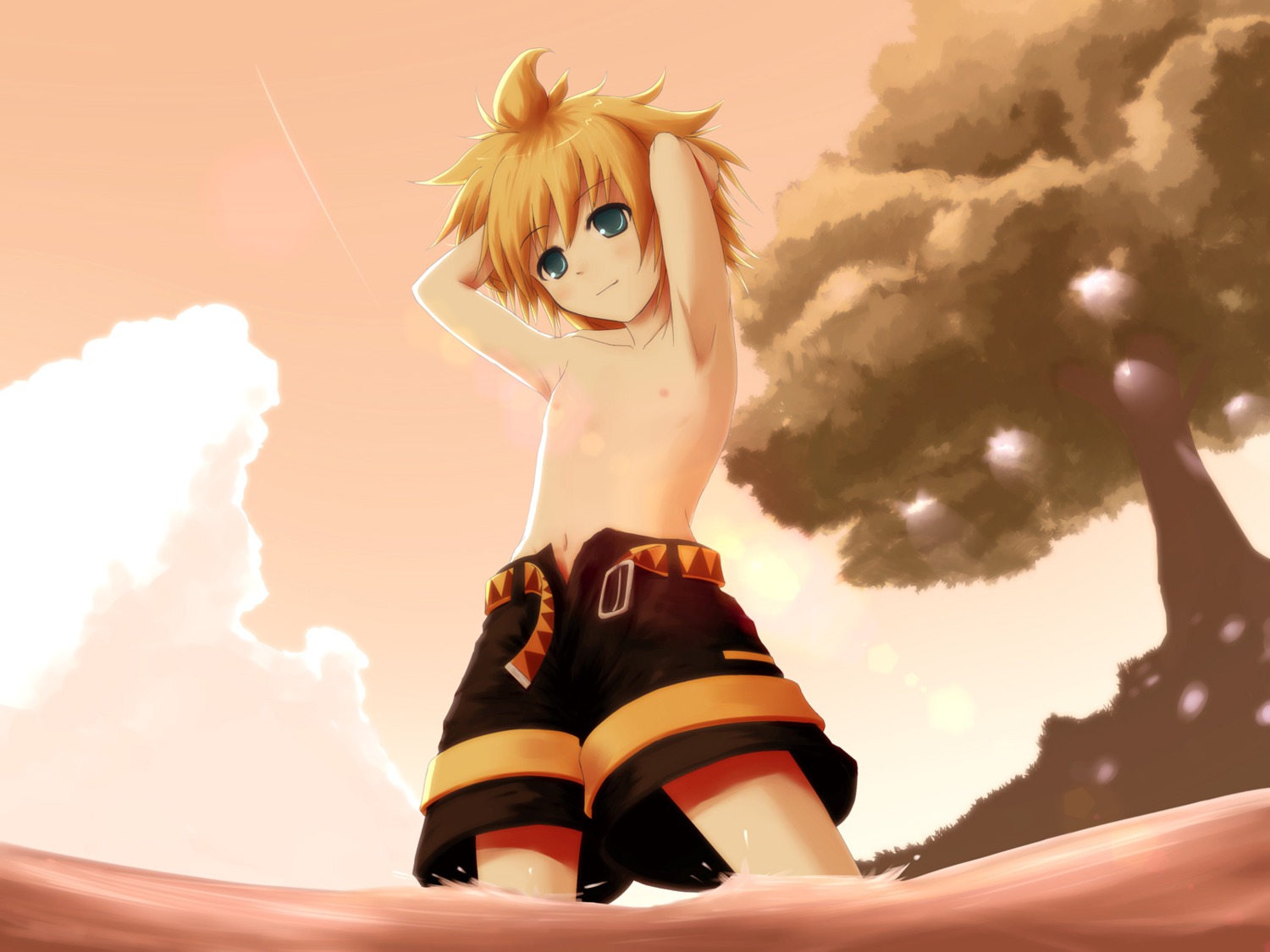 hirobakar, kagamine_len, male, vocaloid, wallpaper