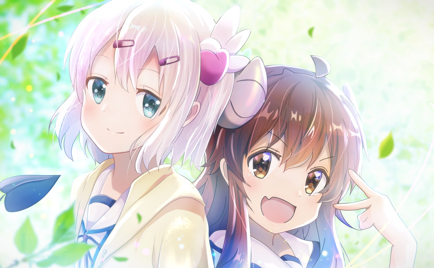 chiyoda_momo, hakugitsu, horns, machikado_mazoku, seifuku, sweater, tail, yoshida_yuuko_(machikado_mazoku)