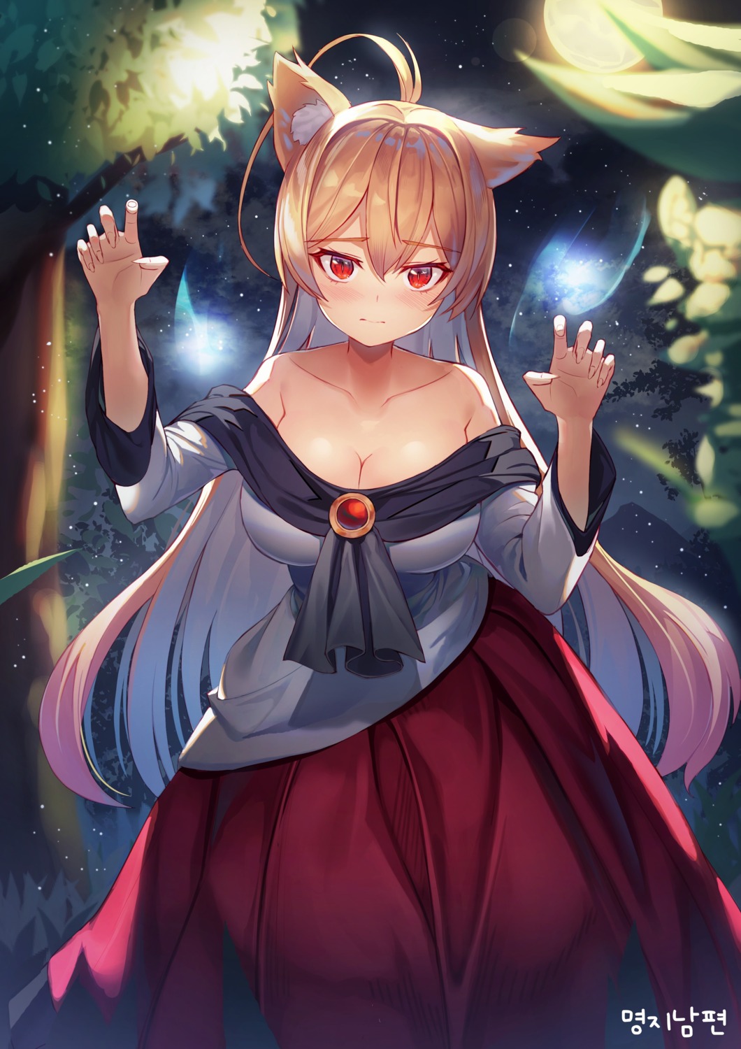 animal_ears, cleavage, k_pring, nekomimi, no_bra, open_shirt