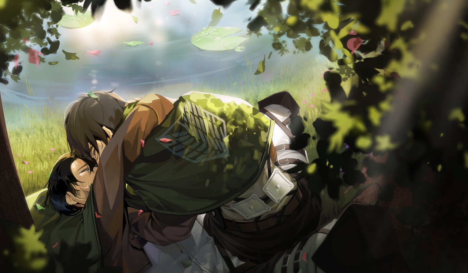 eren_jaeger, levi_ackerman, monosucre, shingeki_no_kyojin, uniform, yaoi
