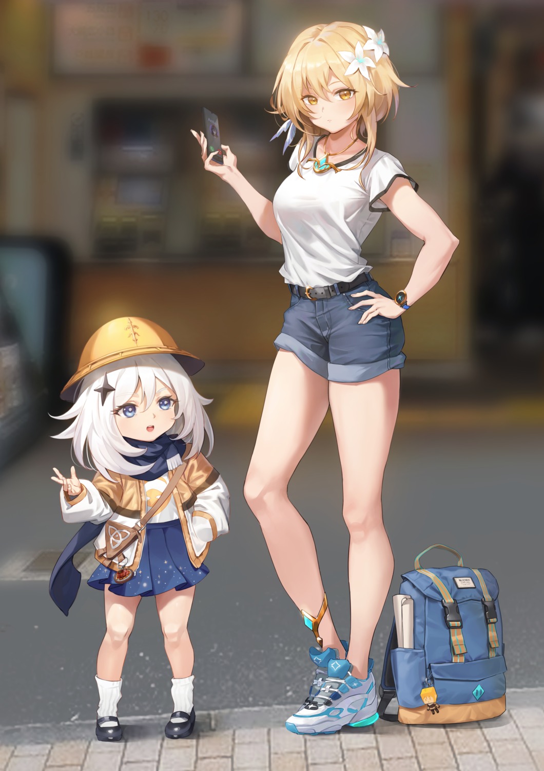 genshin_impact, ko-ma, lumine, paimon