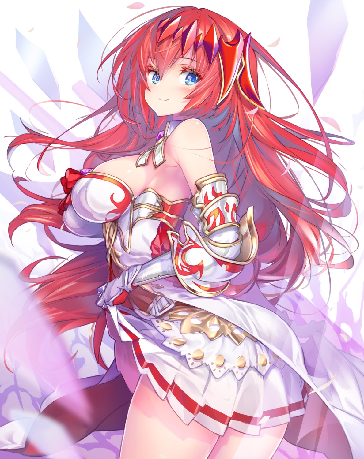 armor, dress, godsworn_alexiel, granblue_fantasy, hong, no_bra, skirt_lift