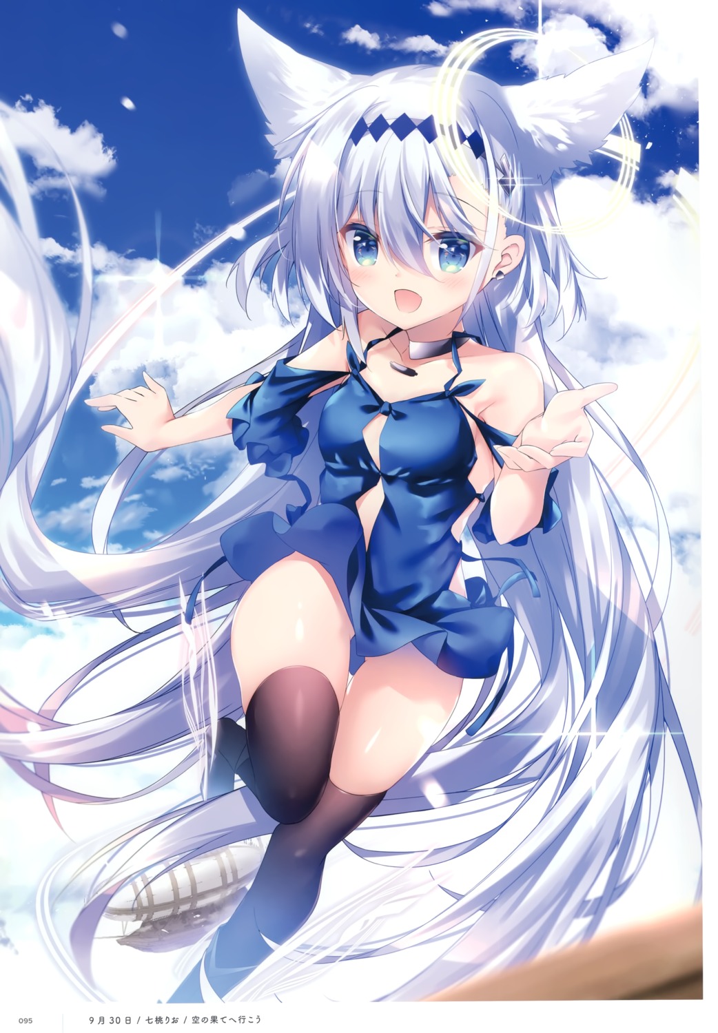 animal_ears, nanamomo_rio, skirt_lift, thighhighs