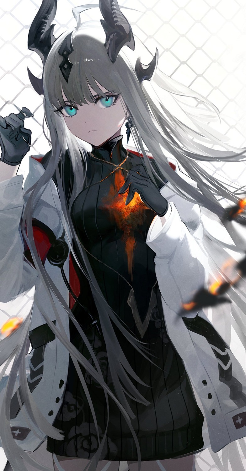 arknights, dress, hoojiro, horns, reed_(arknights)