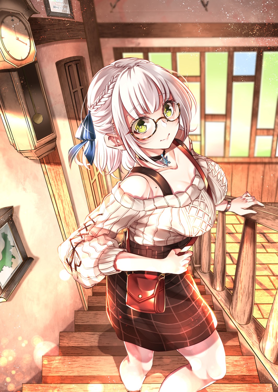 cleavage, hero_(10cl3), hololive, megane, shirogane_noel, sweater