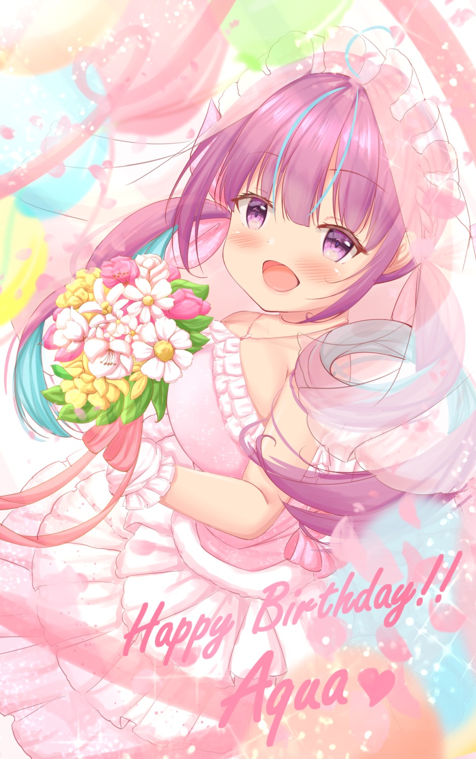 dress, hololive, kanti15, minato_aqua, wedding_dress