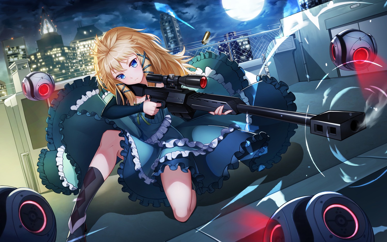 black_bullet, dress, gun, lolita_fashion, skirt_lift, sramy, tina_sprout