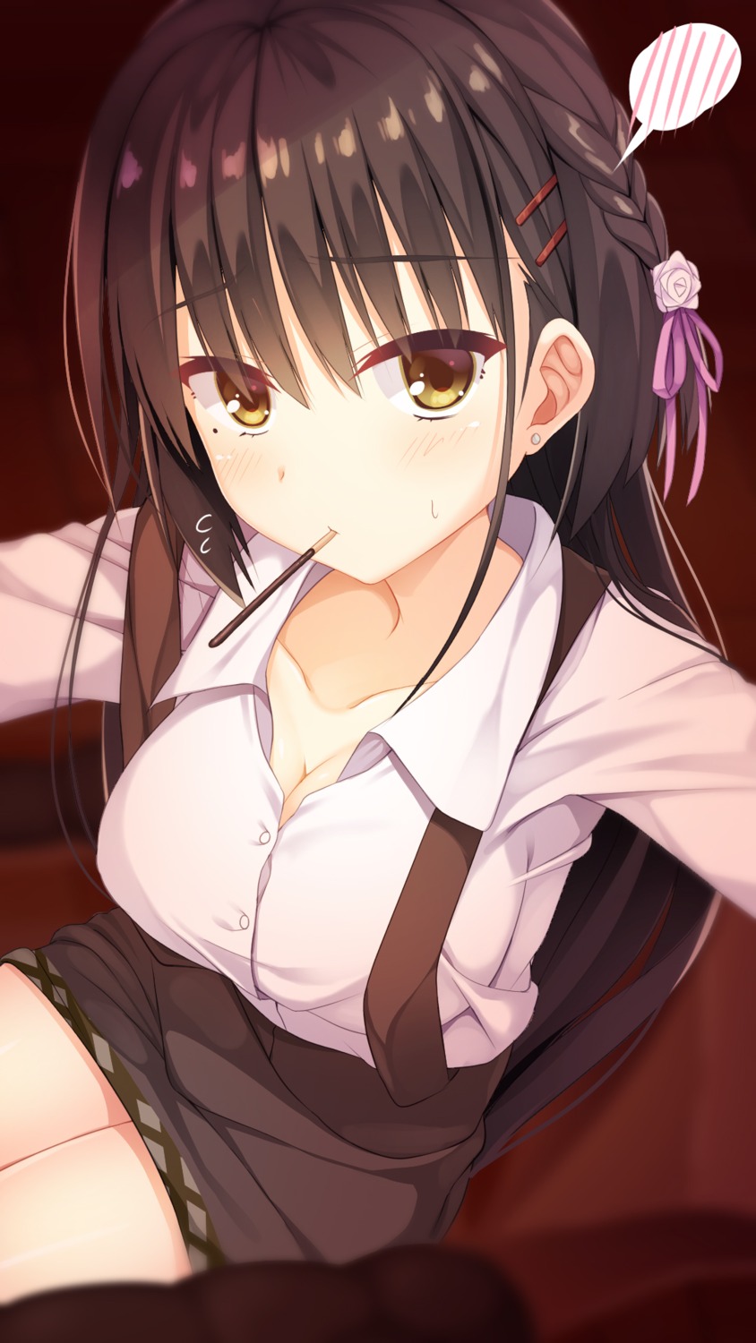 aria., cafe_stella_to_shinigami_no_chou, cleavage, dress_shirt, shiki_natsume, skirt_lift
