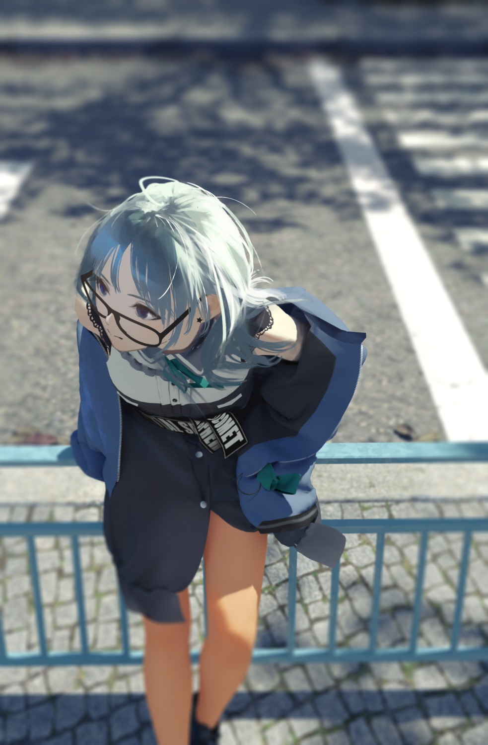 hololive, hoshimachi_suisei, megane, skirt_lift, tacshojosora