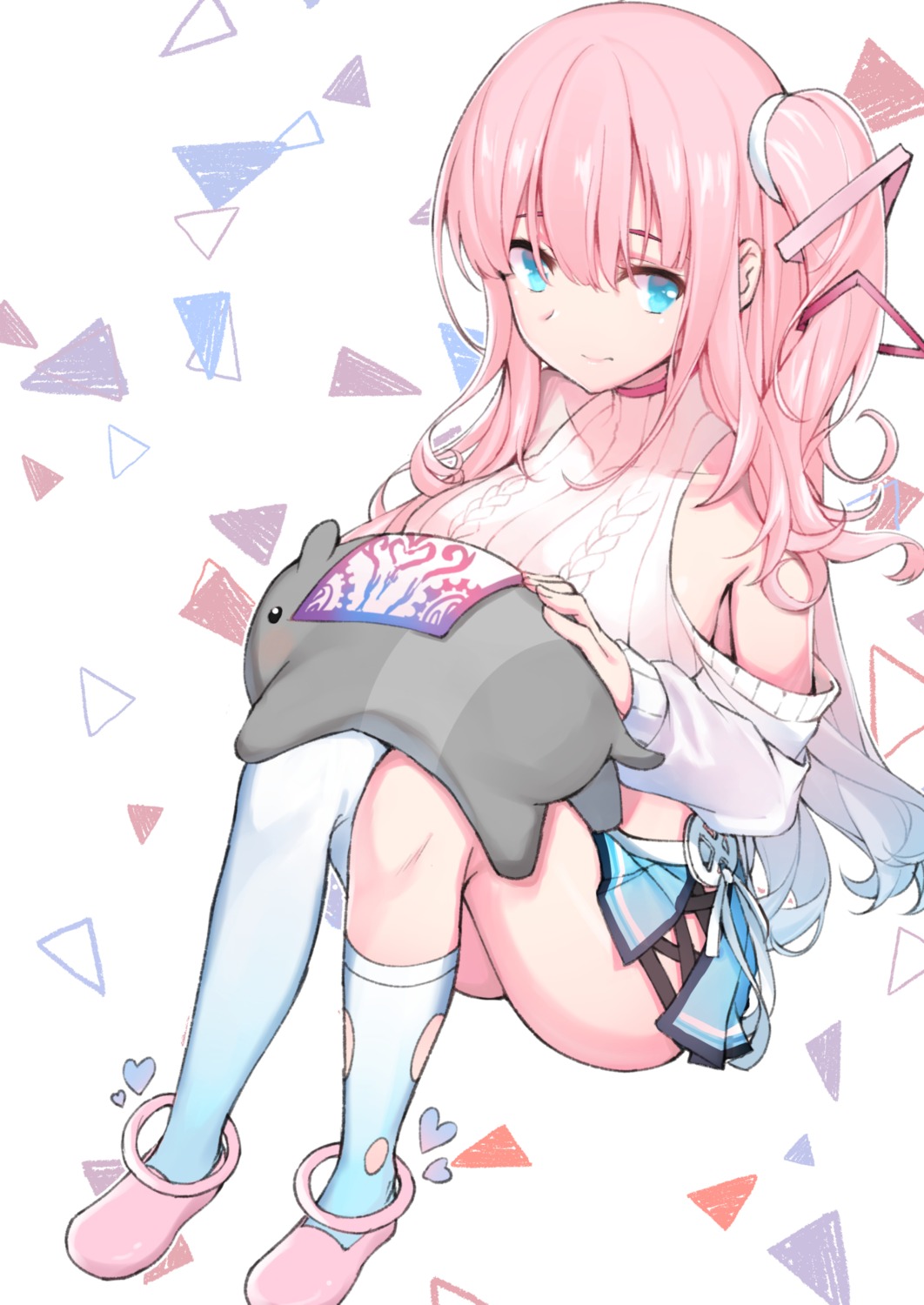 kaname_(melaninusa09), skirt_lift, sweater, thighhighs