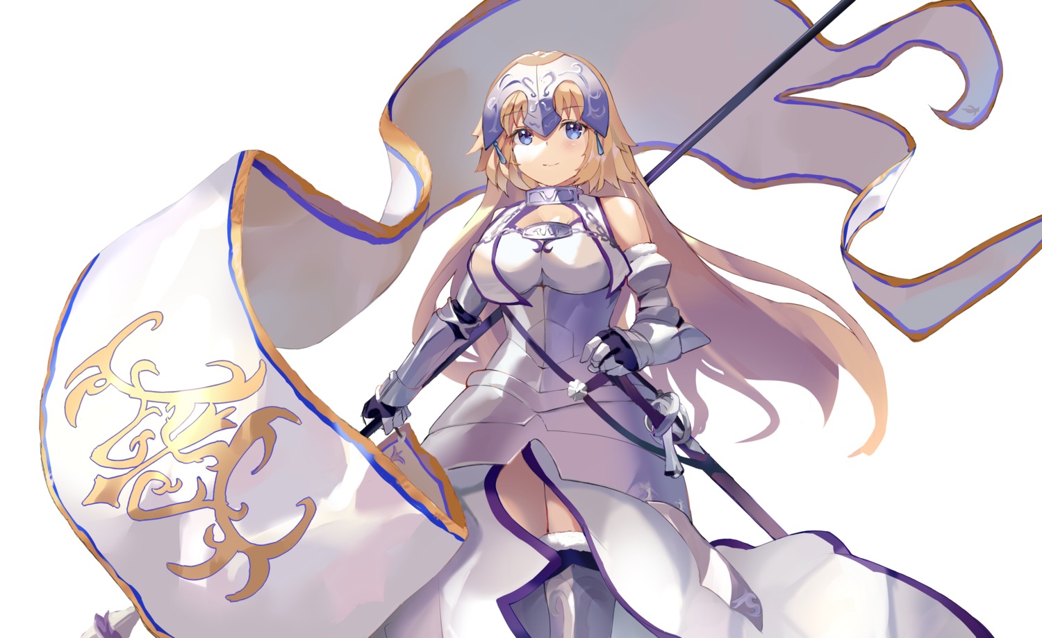 armor, fate/grand_order, jeanne_d'arc, jeanne_d'arc_(fate), same_(sendai623), sword, thighhighs