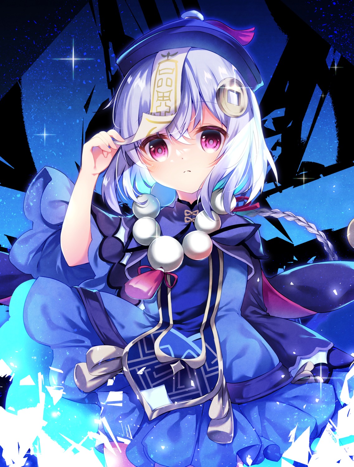 asian_clothes, genshin_impact, nanamomo_rio, qiqi, skirt_lift
