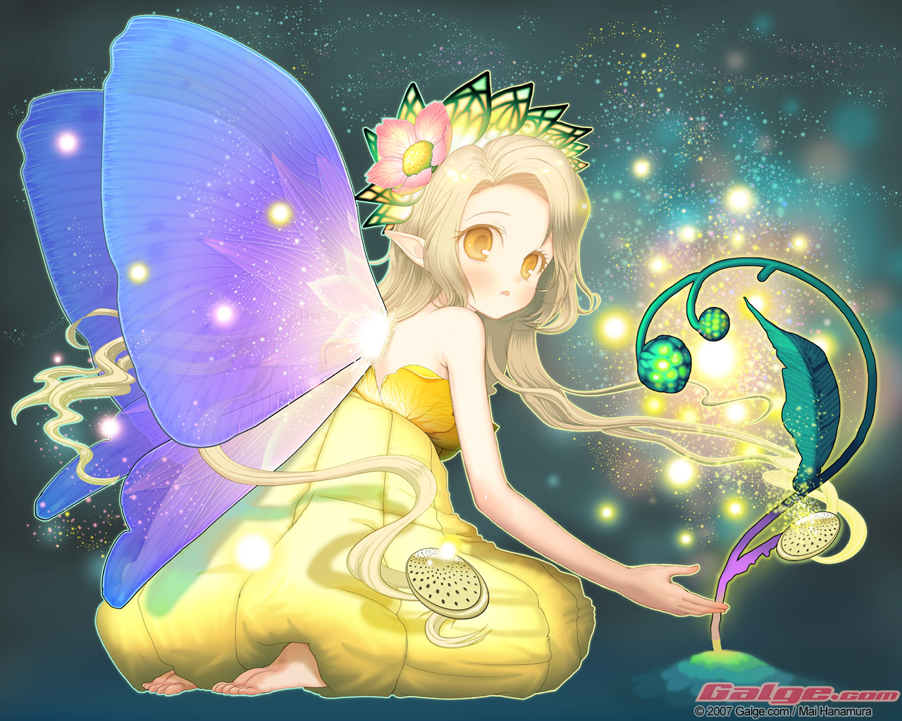 dress, fairy, feet, galge.com, hanamura_mai, wallpaper, wings