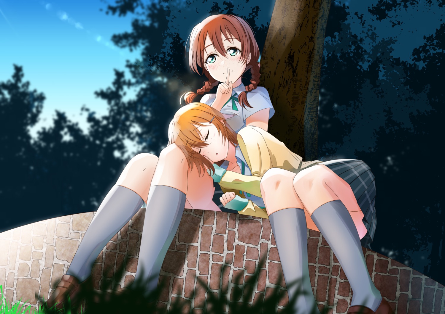 emma_verde, konoe_kanata, love_live!_(series), love_live!_nijigasaki_gakuen_school_idol_doukoukai, seifuku, sweater, yuri, zakimpo