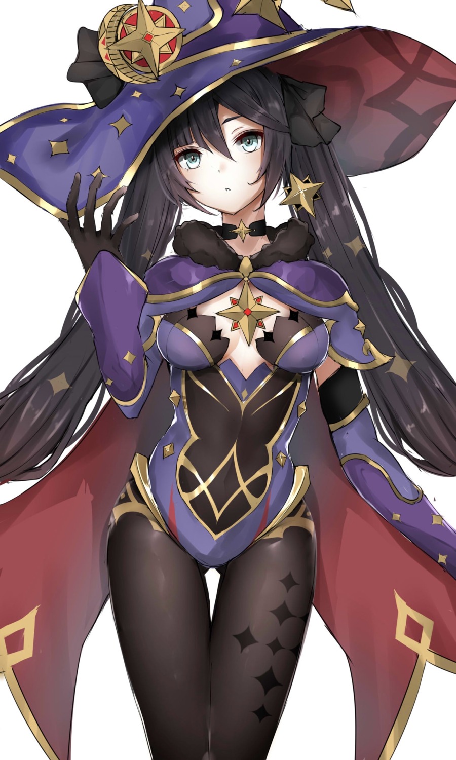 351_rane, genshin_impact, leotard, mona_megistus, no_bra, pantyhose, witch
