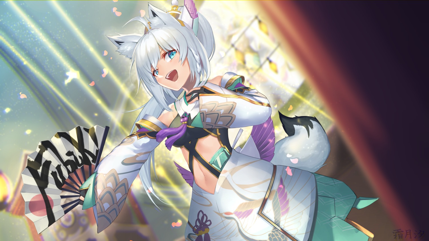 animal_ears, hololive, hololive_gamers, japanese_clothes, kitsune, shimotsuki_shio, shirakami_fubuki, tail