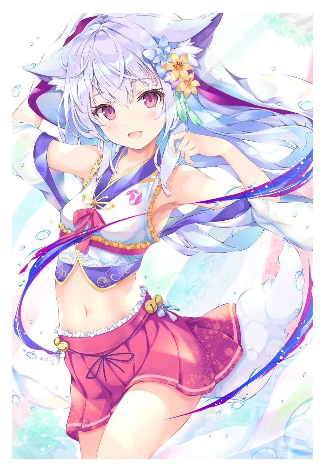 animal_ears, japanese_clothes, skirt_lift, tail, tenmu_shinryuusai