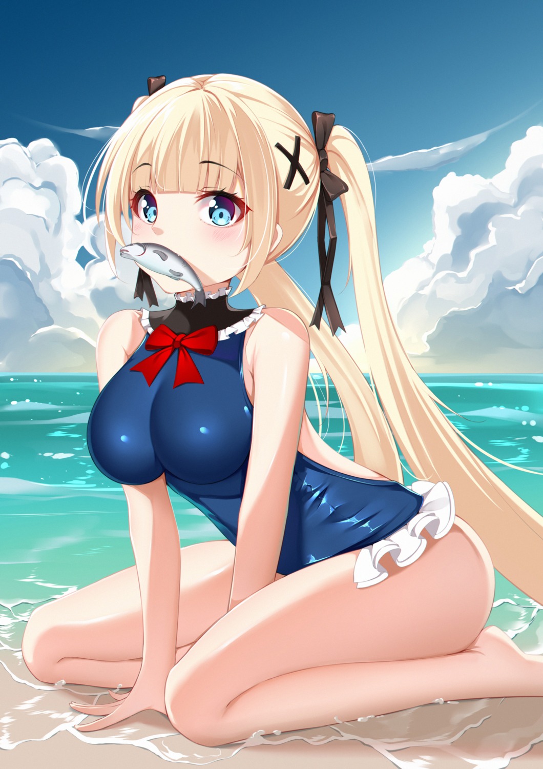 artist_revision, azur_lane, cat_(yidsv), dead_or_alive, marie_rose, swimsuits, wet