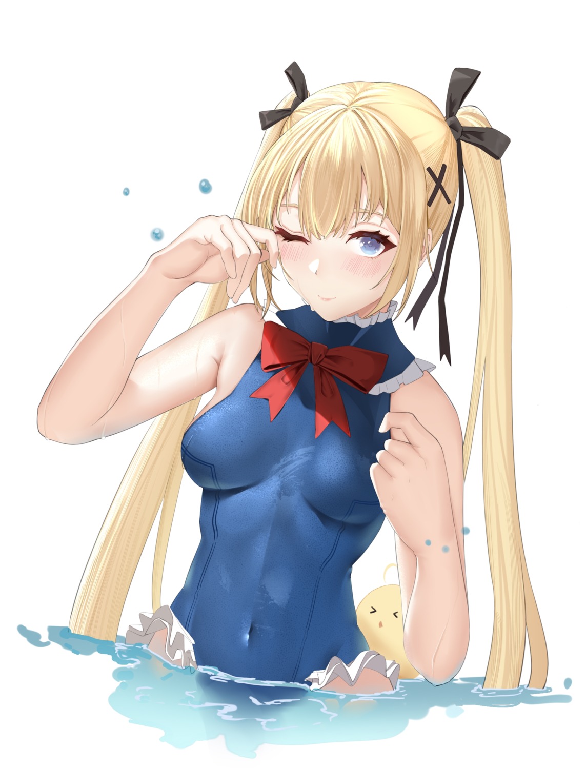 1z10, azur_lane, crossover, dead_or_alive, manjuu_(azur_lane), marie_rose, swimsuits, wet