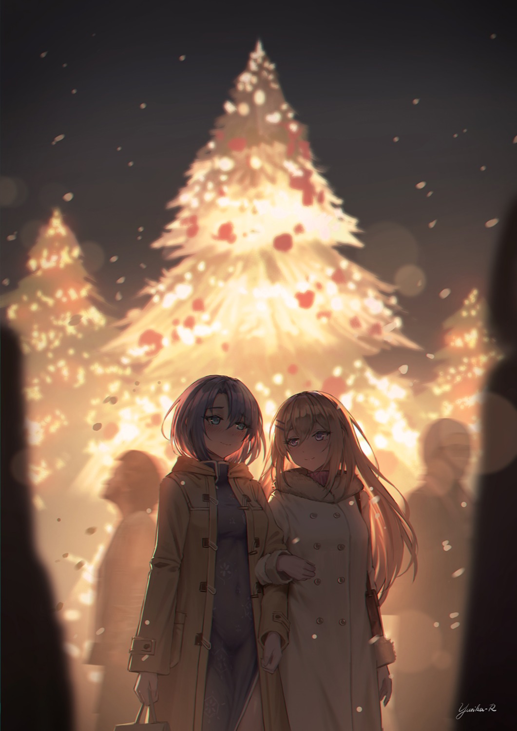 adachi_sakura, adachi_to_shimamura, chinadress, christmas, shimamura_hougetsu, sweater, yuri, yurichtofen