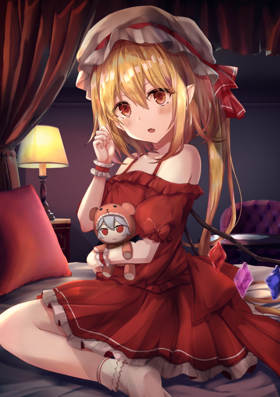 chibi, dress, flandre_scarlet, pointy_ears, torottye, touhou, wings