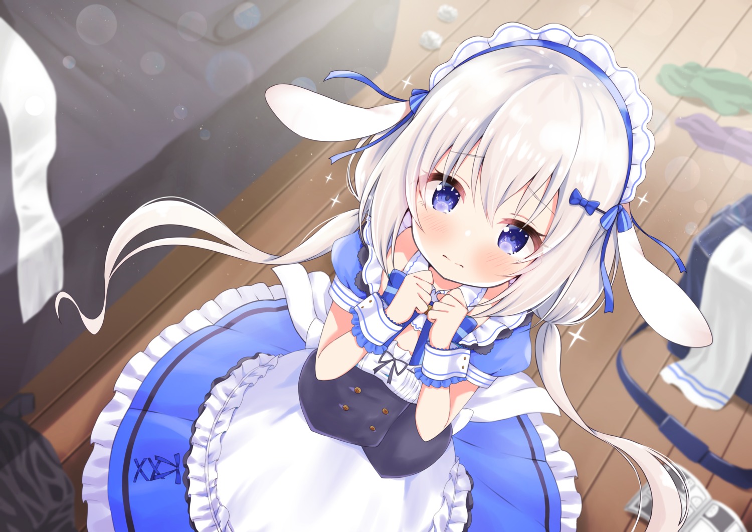 animal_ears, bunny_ears, maid, masquerade, siragagaga, tenshi_nano