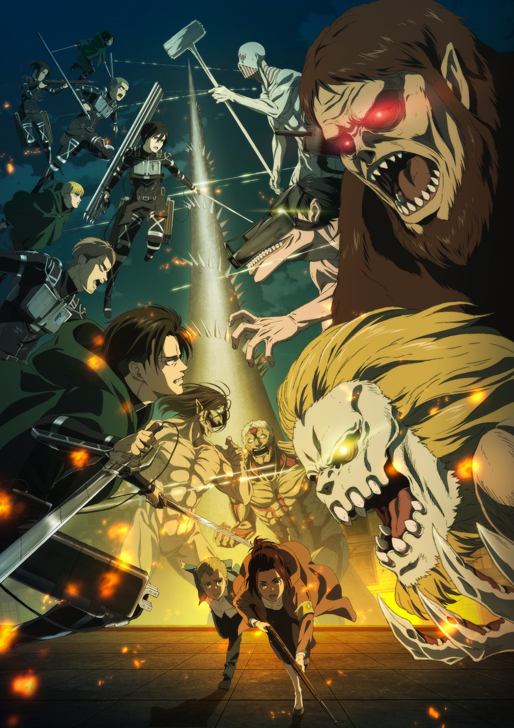 bodysuit, gun, kishi_tomohiro, naked, pointy_ears, shingeki_no_kyojin, sword, weapon