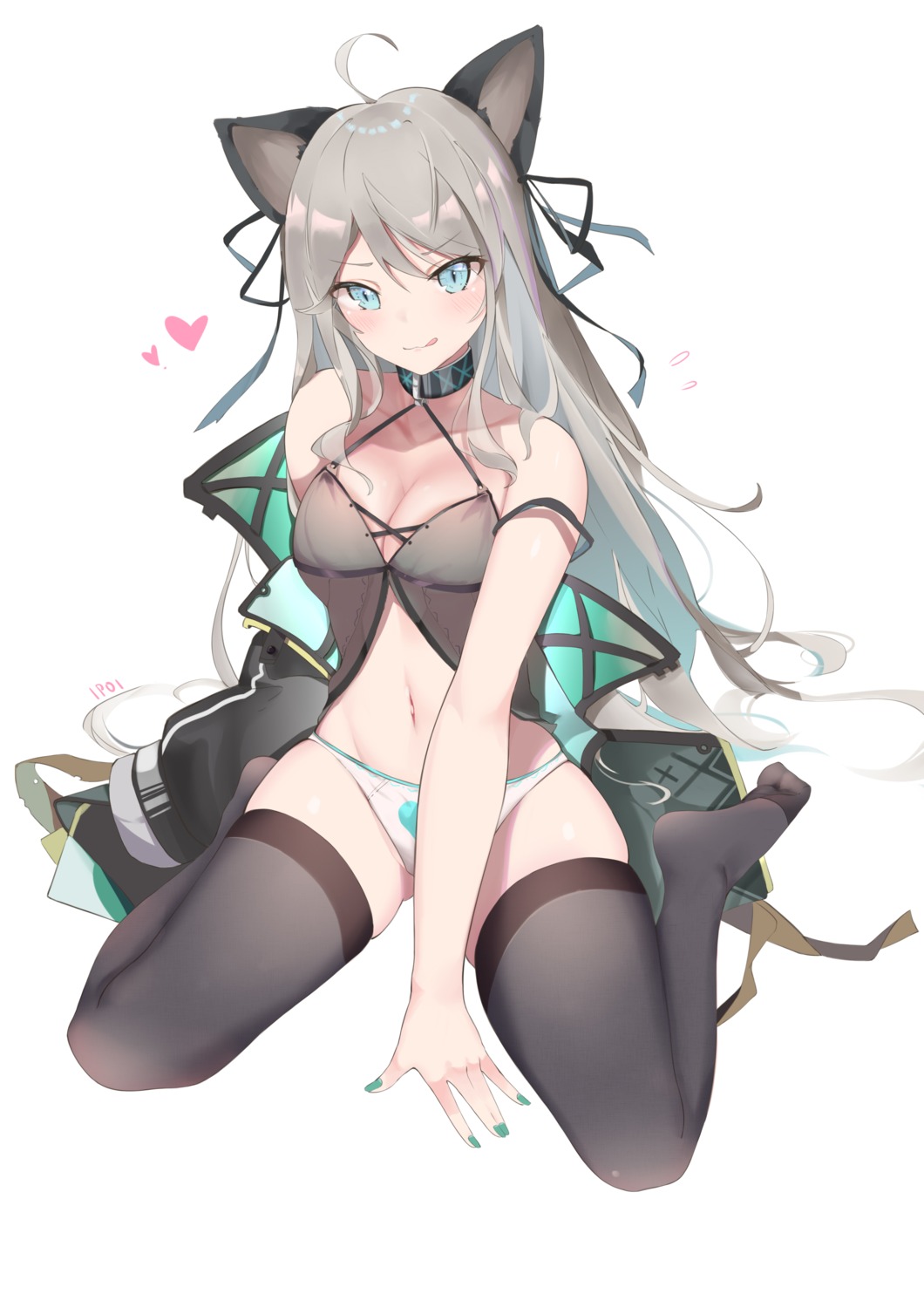animal_ears, arknights, mint_(arknights), nekomimi, pantsu, thighhighs, usagi_poi
