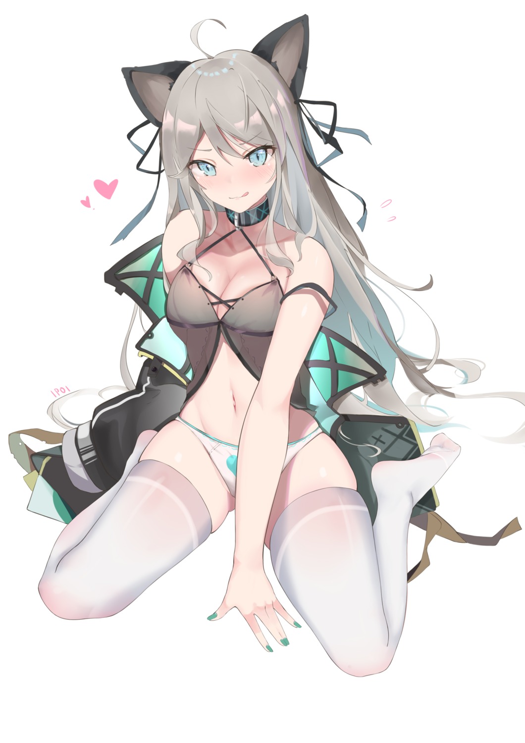 animal_ears, arknights, mint_(arknights), nekomimi, pantsu, thighhighs, usagi_poi