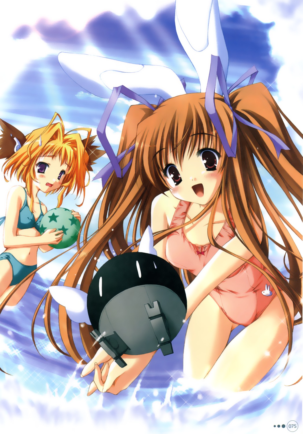 animal_ears, bikini, bunny_ears, moekibara_fumitake, piz, purism_egoist, run, swimsuits