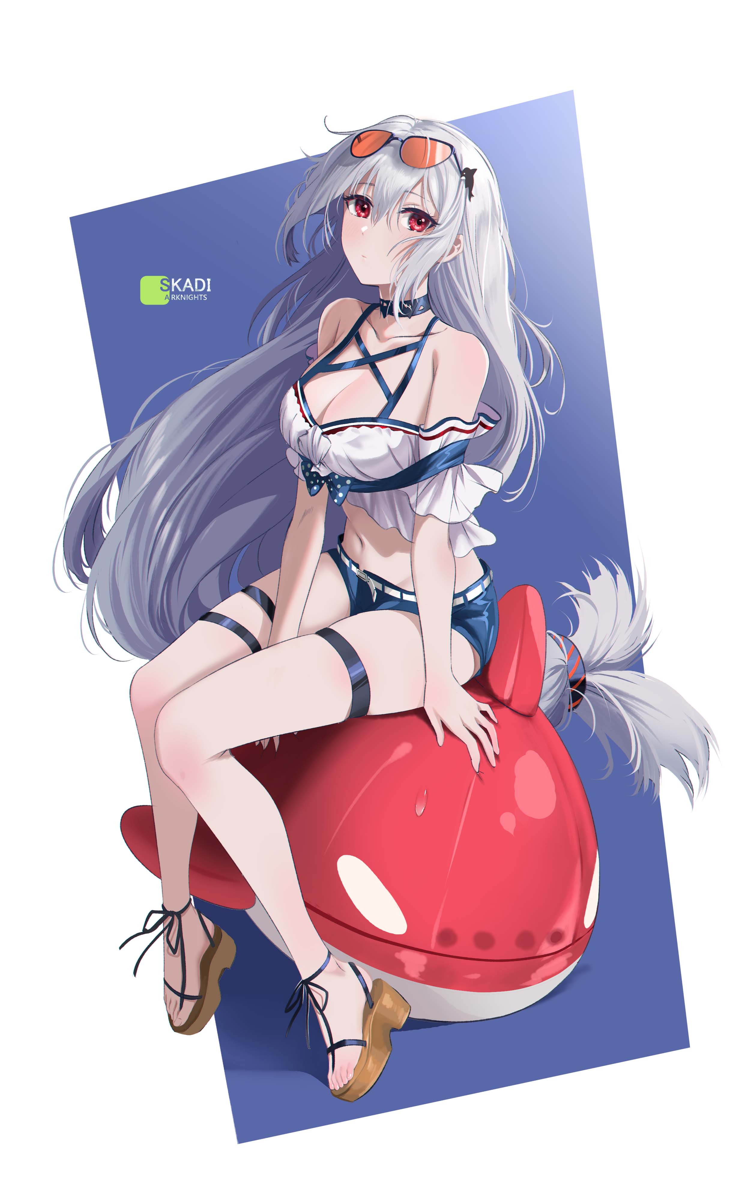 arknights, cleavage, garter, gou_d, megane, skadi_(arknights)