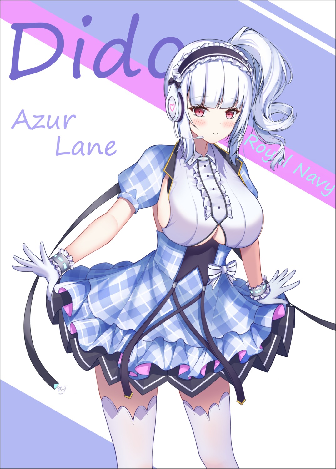 azur_lane, dido_(azur_lane), headphones, lin_(user_uzmw2535), no_bra, thighhighs