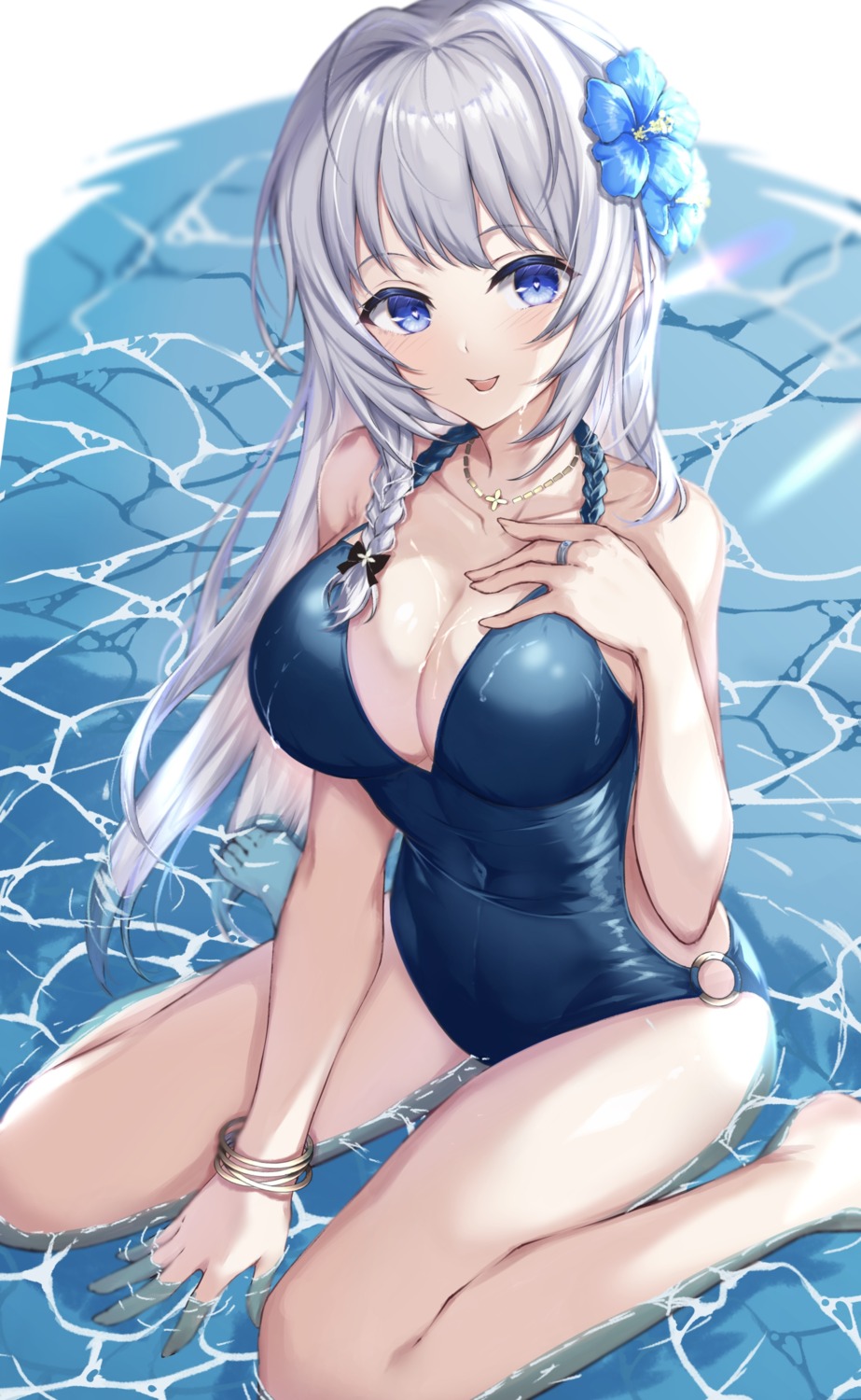 cleavage, fuchi_(0616tk), magia_record:_mahou_shoujo_madoka_magica_gaiden, mahou_shoujo_madoka_magica, swimsuits, wet, yakumo_mitama