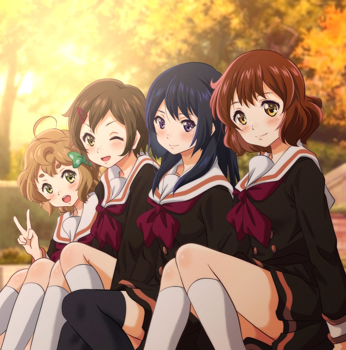 hibike!_euphonium, katou_hazuki_(hibike!_euphonium), kawashima_sapphire, kousaka_reina, kurumiyasan_ns, oumae_kumiko, seifuku, skirt_lift