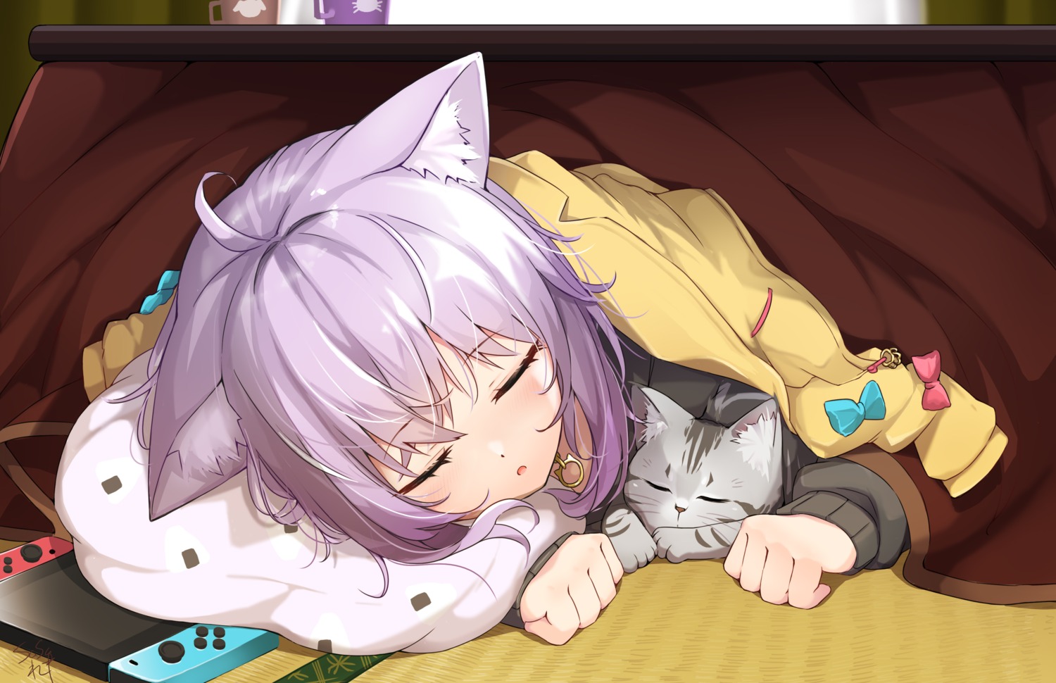 animal_ears, hololive, hololive_gamers, nakareki, neko, nekomata_okayu, nekomimi