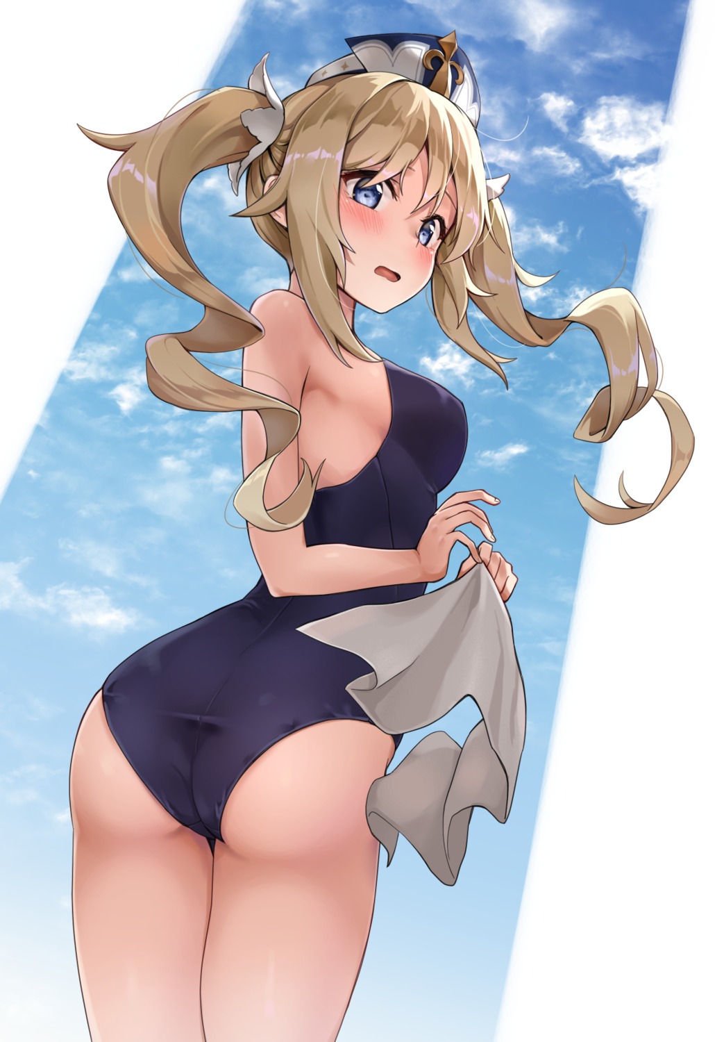 ass, barbara_(genshin_impact), dulldull, genshin_impact, school_swimsuit, swimsuits