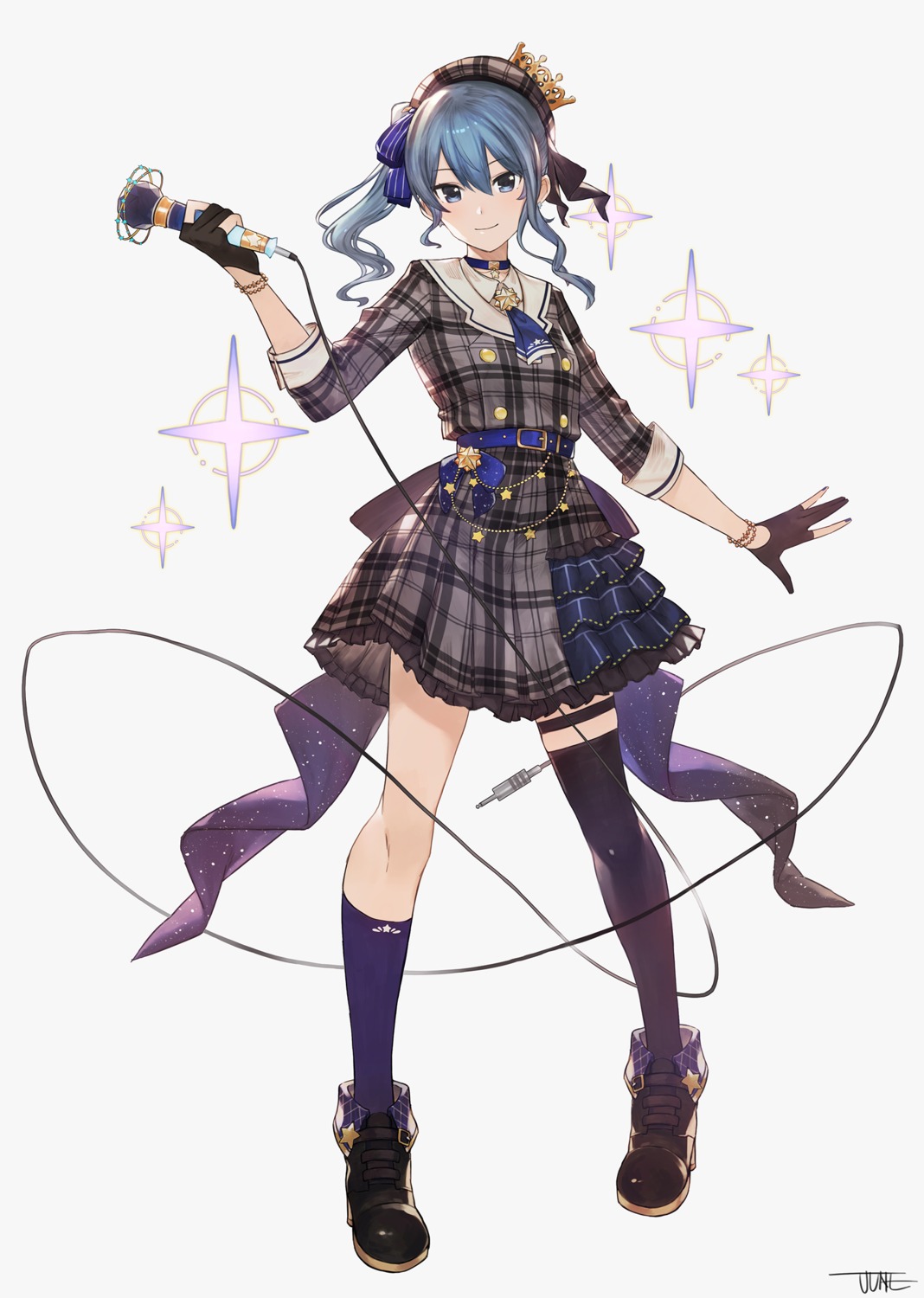 garter, hololive, hoshimachi_suisei, jun_wei, thighhighs