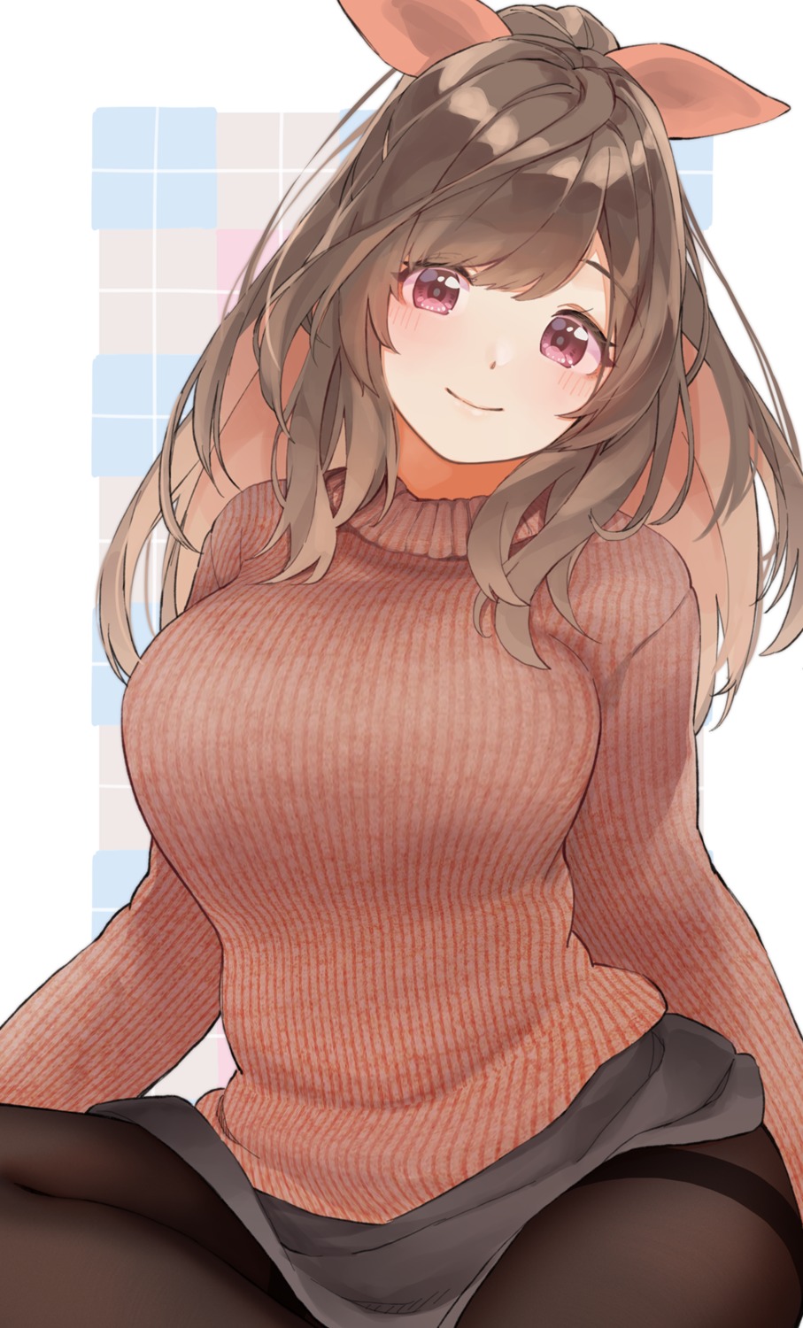 pantyhose, pekoni_(peconi), skirt_lift, sweater, the_idolm@ster, the_idolm@ster_shiny_colors, tsukioka_kogane