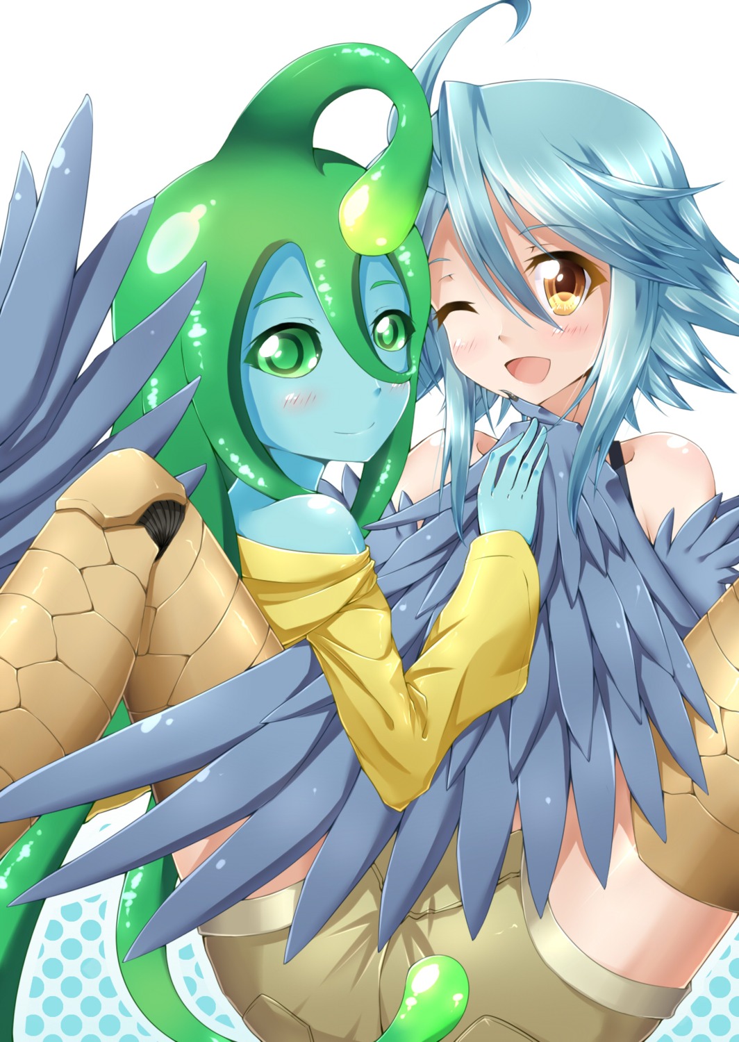 monster_girl, monster_musume_no_iru_nichijou, papi, shun_no_shun, suu_(monster_musume), wings