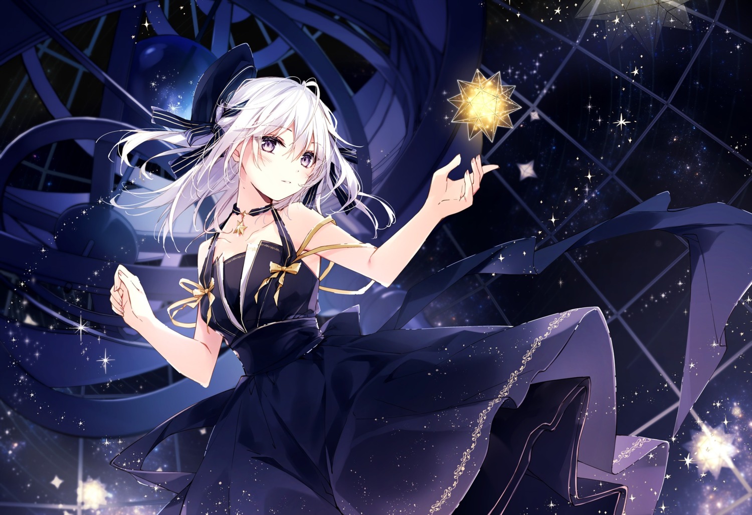 dress, emori_miku_project, ezuki_luna, mochizuki_shiina, skirt_lift