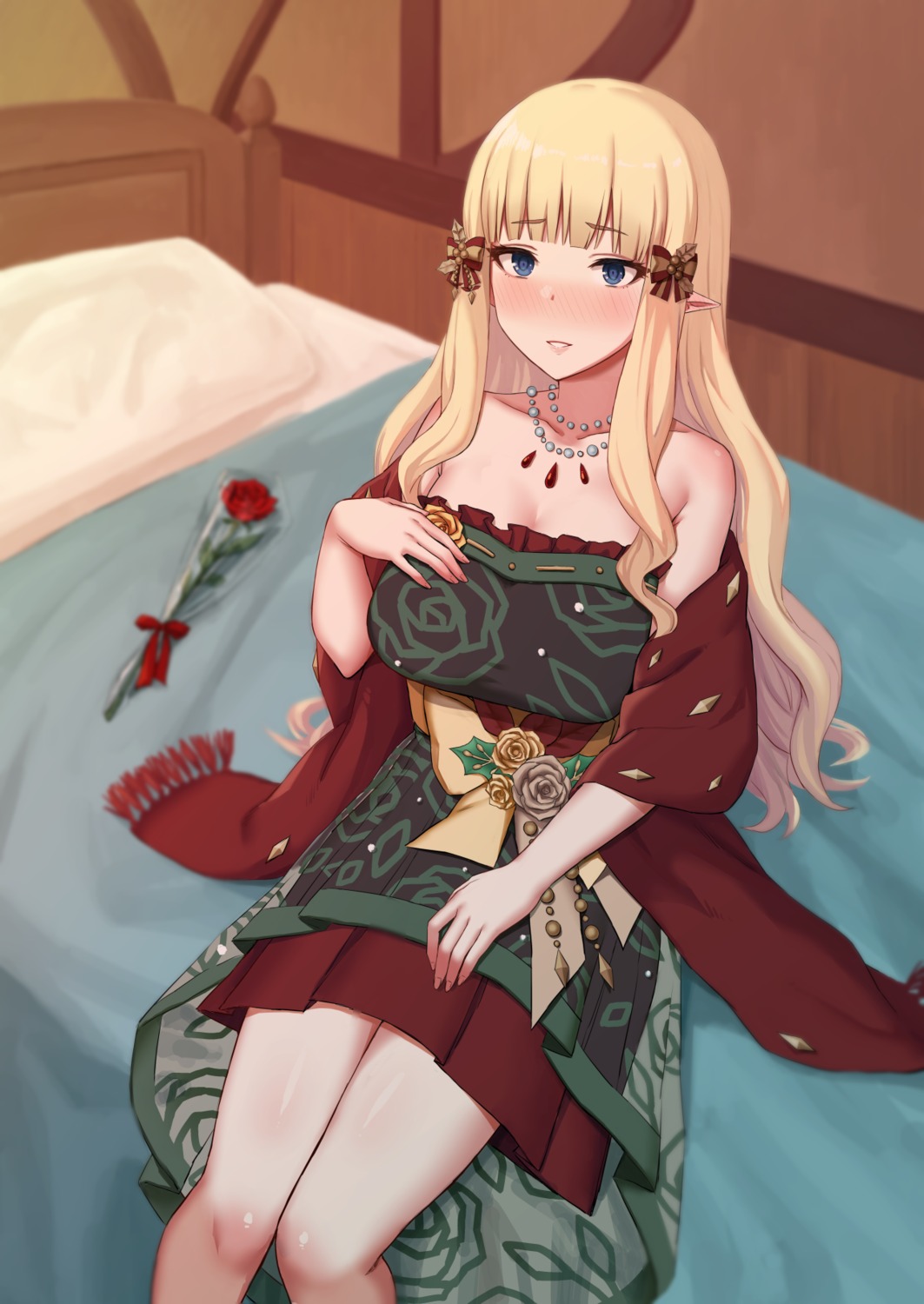 dress, go-m, no_bra, pointy_ears, princess_connect!, princess_connect!_re:dive, sasaki_saren
