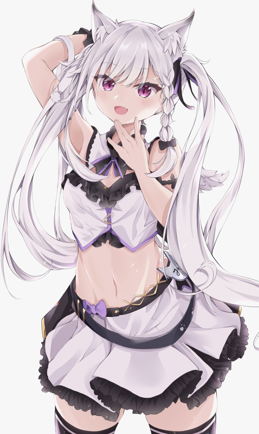 animal_ears, animare, gray_ceon, nanashi_inc., shiromiya_mimi, thighhighs