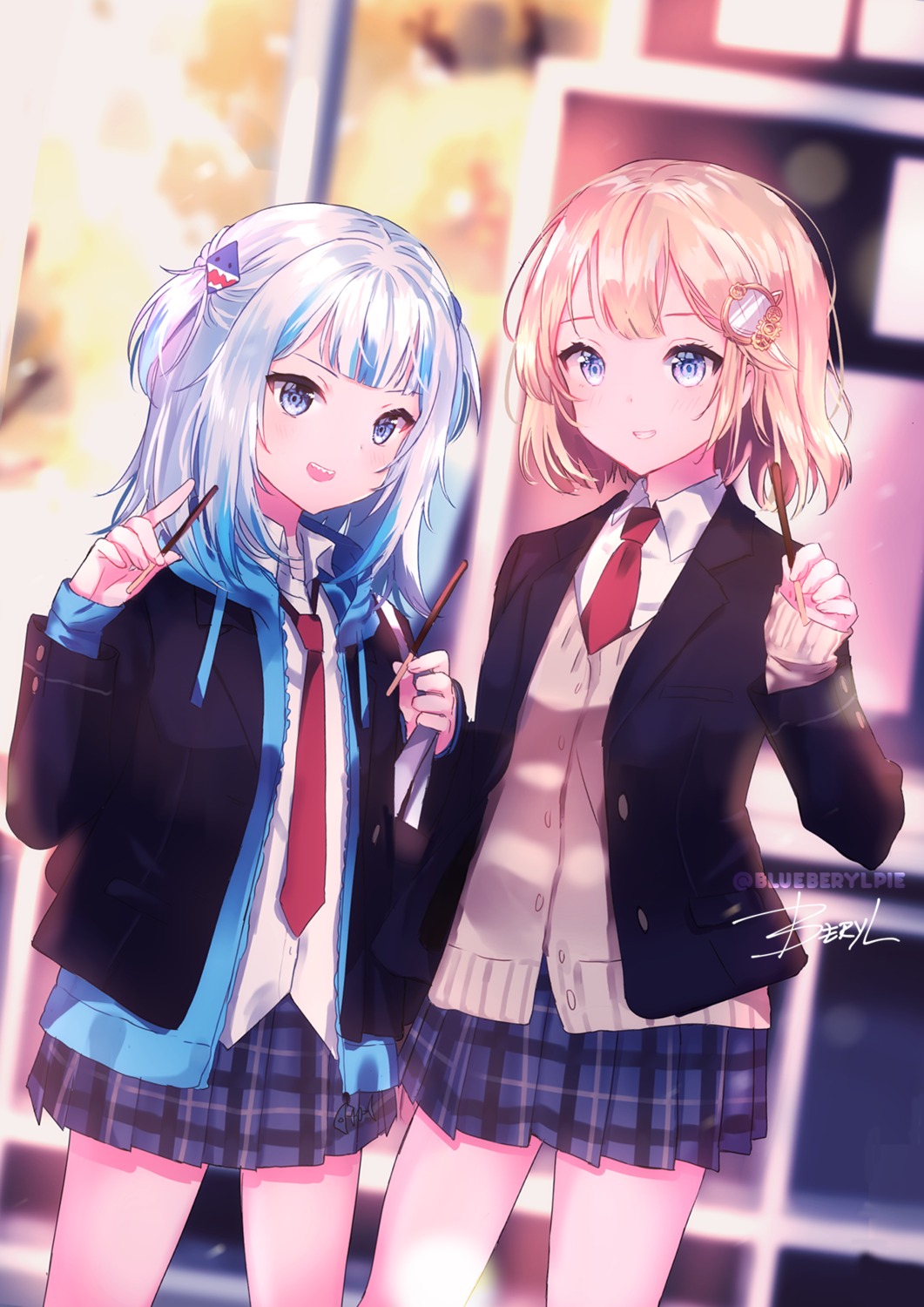 beryl_(blueberylpie), gawr_gura, hololive, hololive_english, seifuku, sweater, watson_amelia